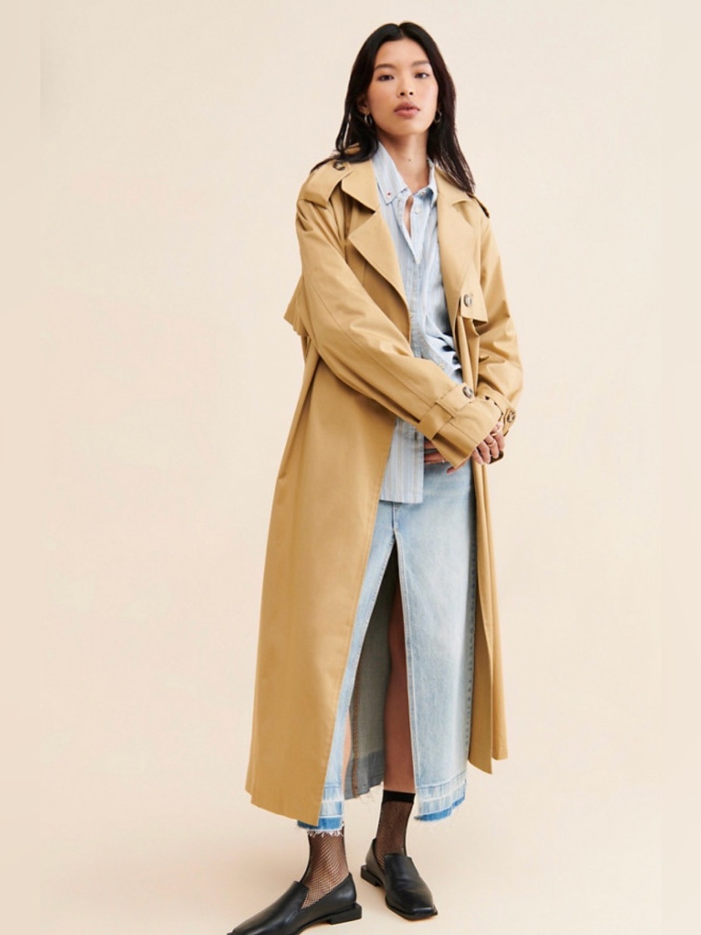 Favorite Daughter Charles Oversized Trench Coat Camel - Picture 3 of 4